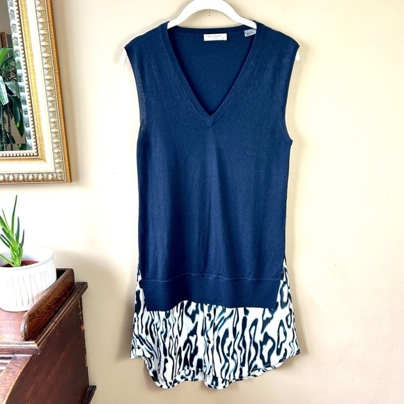 Equipment Portia Abstract Cheetah Dress Ink & Marshmallow Cashmere Silk Size S - Picture 4 of 16